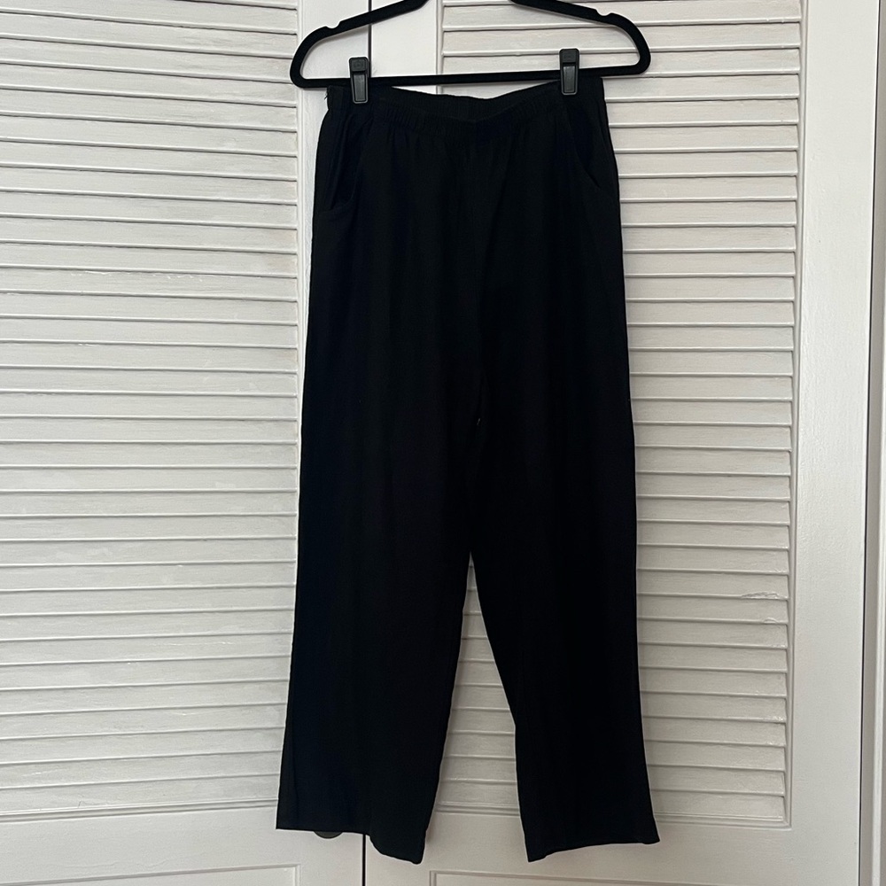 Me & Arrow linen blend straight leg pants - black